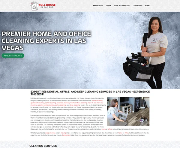 Full House Cleaners website design